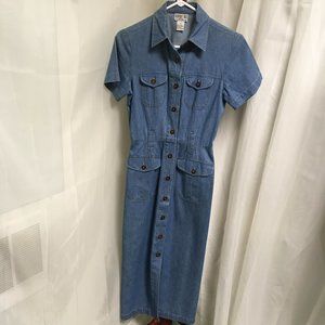 Robbie Bee Vintage Short Sleeve Denim Shirtwaist Dress Size 2P